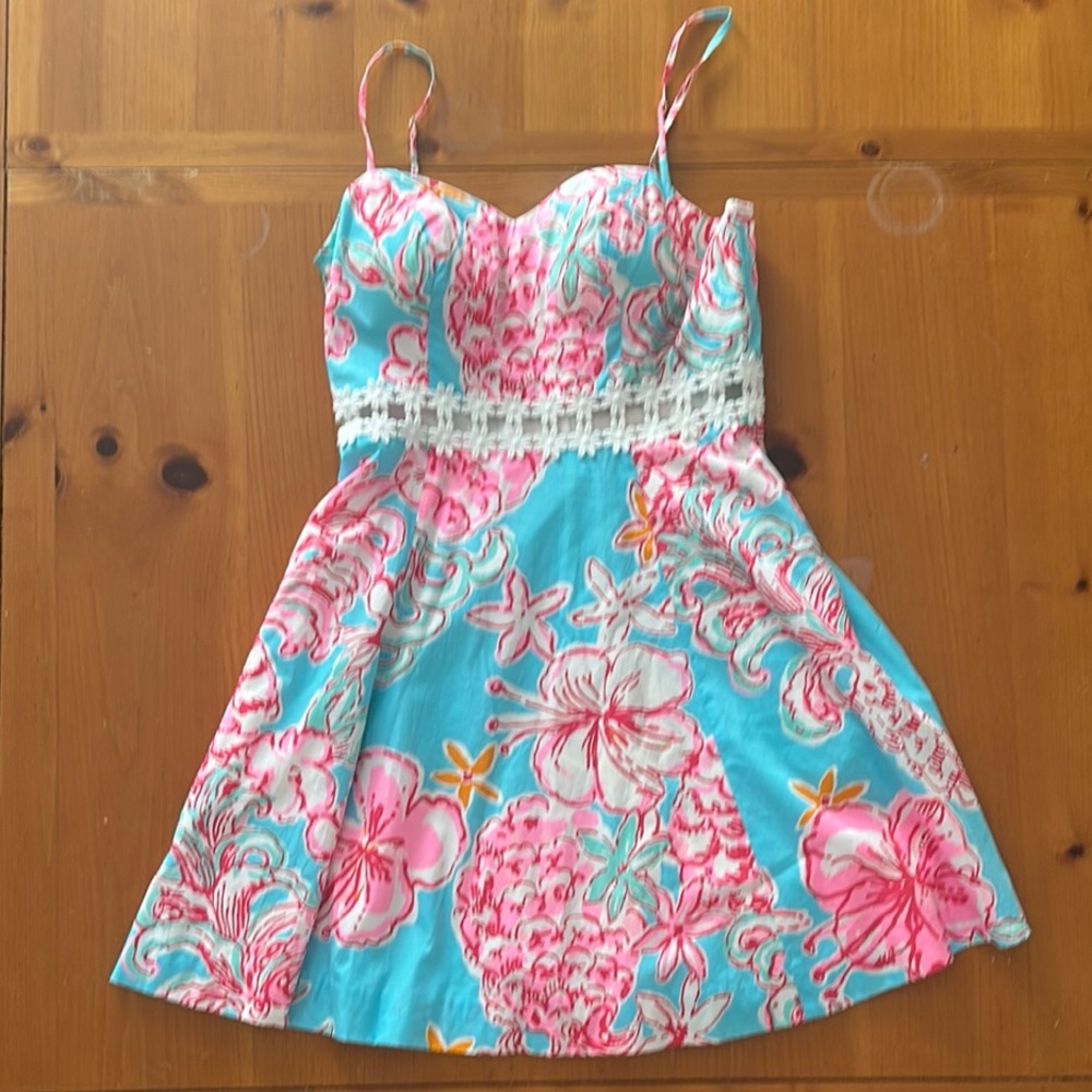 Lilly Pulitzer Blue and Pink Fit and Flare Sundress